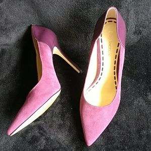 Enzo Angiolini suede with patent leather heel's